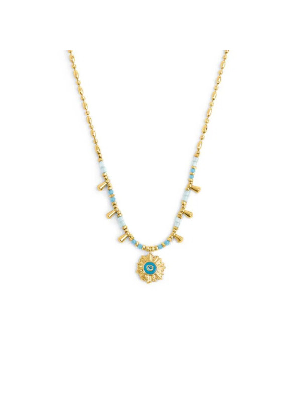 Collana Marlù Sole Turchese Oro 18CN128G-T Chicco di Riso