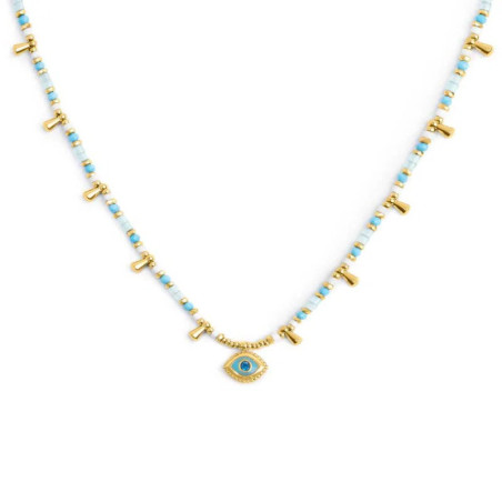 Collana Marlù Occhio Cristallo Blu Oro 18CN129G-T Regolabile