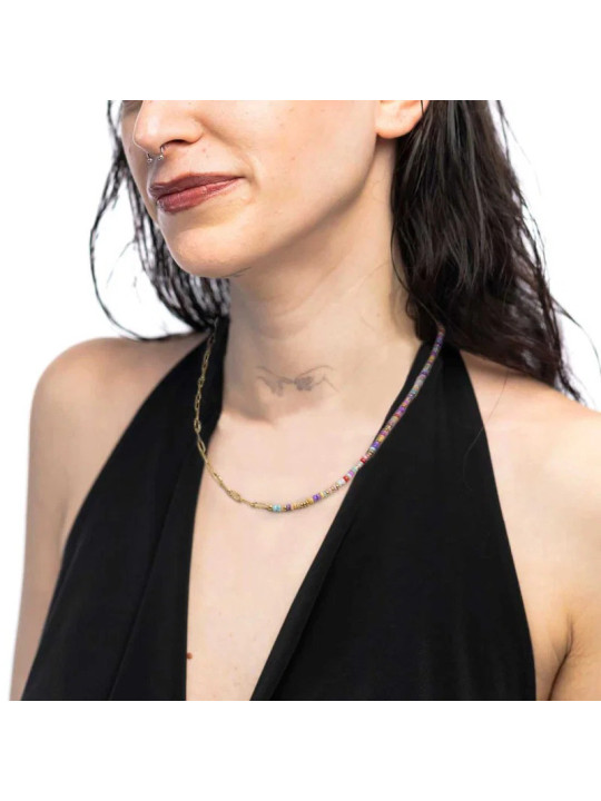 Collana Marlù Perline Colorate Oro 18CN130G-RGB Doppia Catena