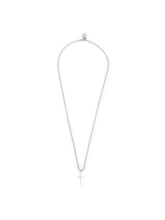 Collana Uomo Marlù Croce Zircone Nero 1CN0002-N Acciaio