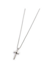 Collana Uomo Marlù Croce Zircone Nero 1CN0002-N Acciaio