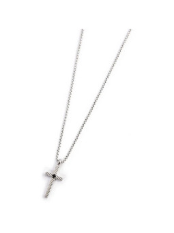 Collana Uomo Marlù Croce Zircone Nero 1CN0002-N Acciaio