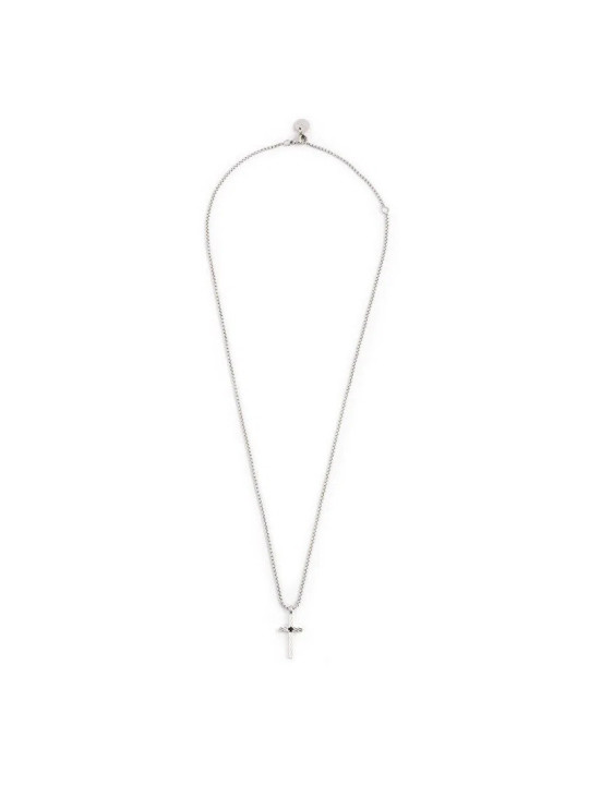 Collana Uomo Marlù Croce Zircone Nero 1CN0002-N Acciaio