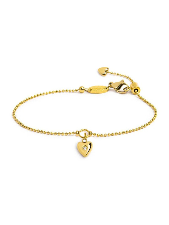 Bracciale Marlù Cuore Zircone Oro 18BR214G Catena Sfere