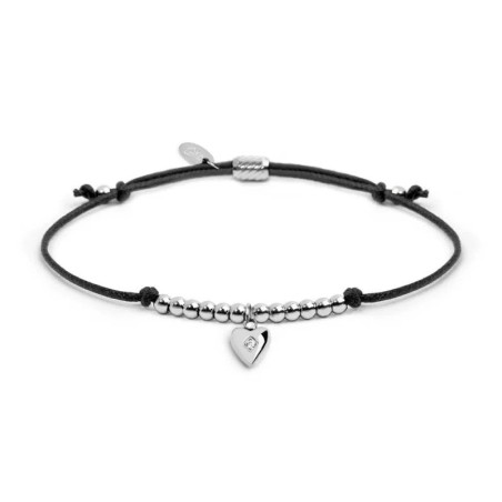Bracciale Marlù Cuore Zircone Nero 18BR216-N Cordino