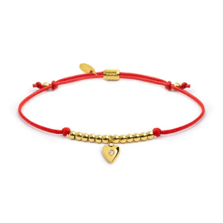 Bracciale Marlù Cuore Zircone Rosso 18BR216-R Cordino Donna
