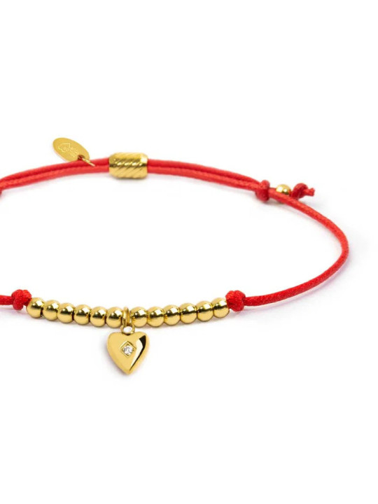 Bracciale Marlù Cuore Zircone Rosso 18BR216-R Cordino Donna