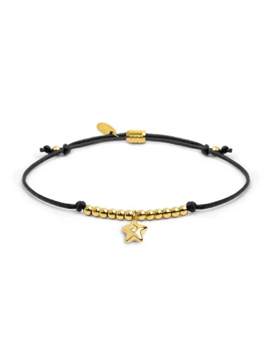 Bracciale Marlù Stella Zircone Nero Oro 18BR217G-N Cordino