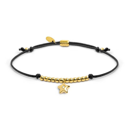 Bracciale Marlù Stella Zircone Nero Oro 18BR217G-N Cordino