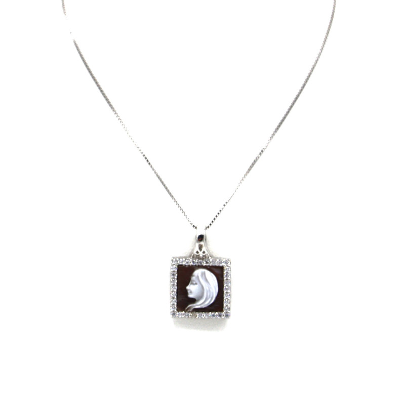 Collana Donna in Argento 925% con Ciondolo Segno Zodiacale Vergine Cammeo Collana Donna in Argento 925% con Ciondolo Segno Zodiacale Vergine Cammeo