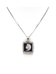 Collana Donna in Argento 925% con Ciondolo Segno Zodiacale Vergine Cammeo