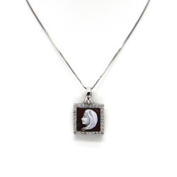Collana Donna in Argento 925% con Ciondolo Segno Zodiacale Vergine Cammeo