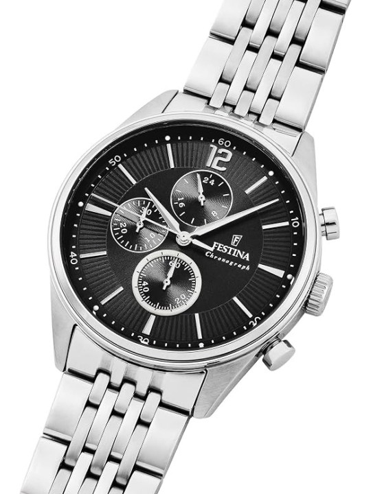 Orologio Cronografo Uomo Festina Timeless F20285/4 Acciaio Silver Nero 41,5mm