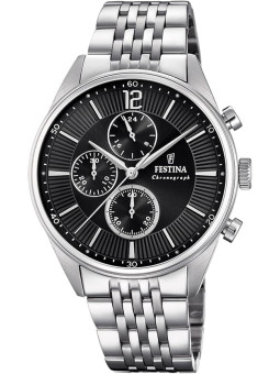 Orologio Cronografo Uomo Festina Timeless F20285/4 Acciaio Silver Nero 41,5mm