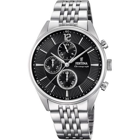 Orologio Cronografo Uomo Festina Timeless F20285/4 Acciaio Silver Nero 41,5mm