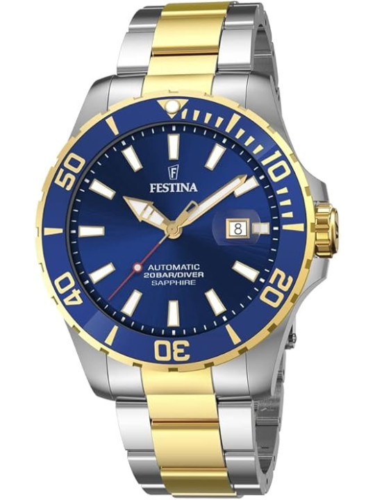 Orologio Uomo Festina Automatic F20532/1 Acciaio Bicolore Quadrante Blu 44mm