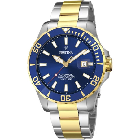 Orologio Uomo Festina Automatic F20532/1 Acciaio Bicolore Quadrante Blu 44mm