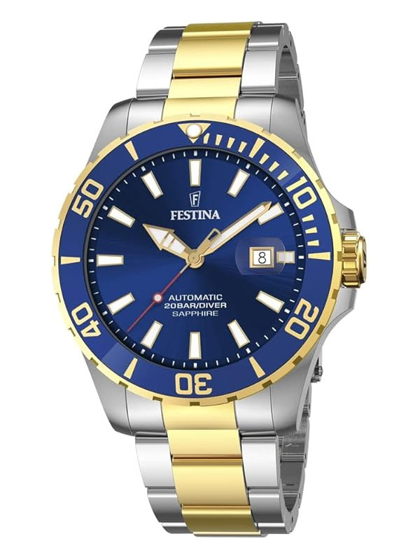 Orologio Uomo Festina Automatic F20532/1 Acciaio Bicolore Quadrante Blu 44mm