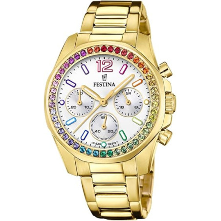 Orologio Cronografo Donna Festina Boyfriend F20609/2 Acciaio Dorato 10 ATM