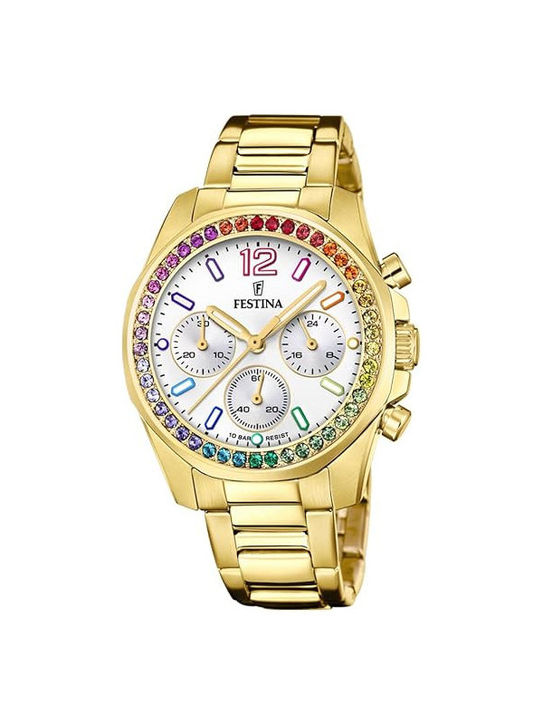 Orologio Cronografo Donna Festina Boyfriend F20609/2 Acciaio Dorato 10 ATM