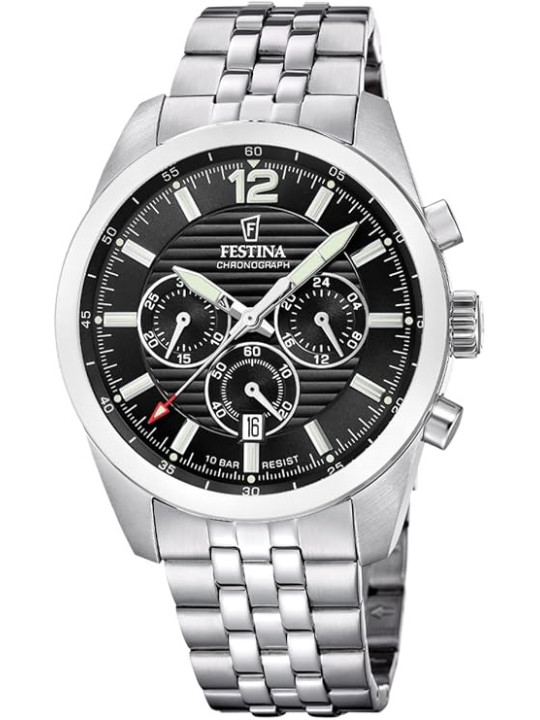 Orologio Uomo Festina Timeless Chronograph F20742/3 Acciaio Silver Quadrante Nero