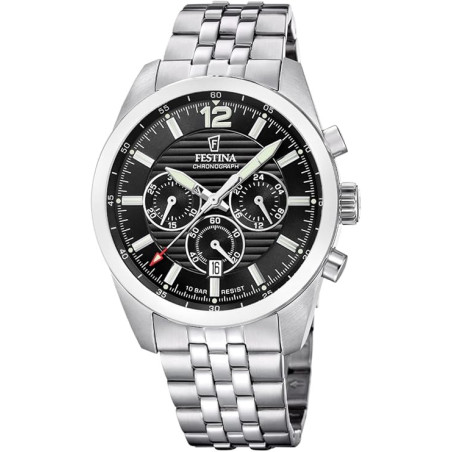 Orologio Uomo Festina Timeless Chronograph F20742/3 Acciaio Silver Quadrante Nero