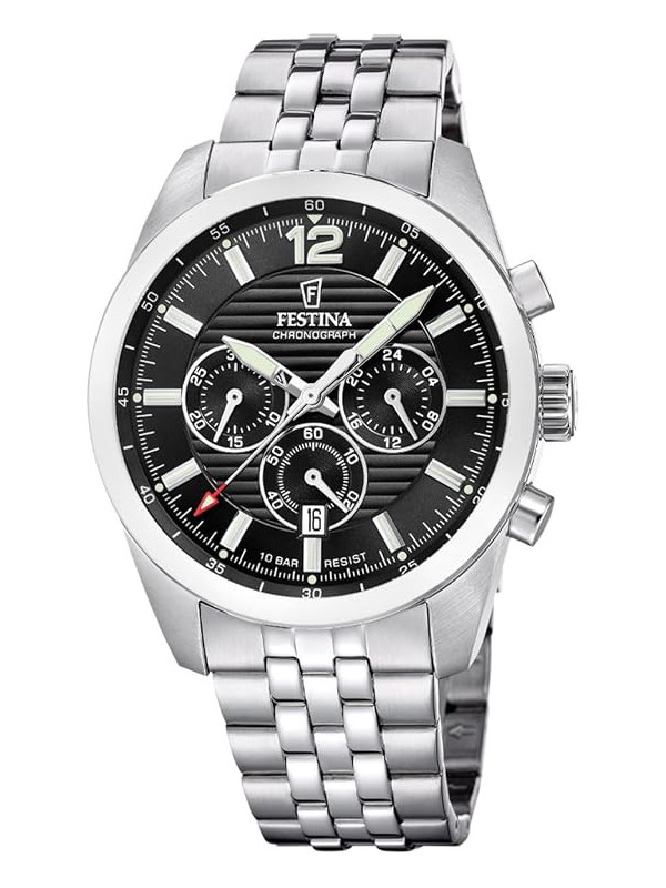 Orologio Uomo Festina Timeless Chronograph F20742/3 Acciaio Silver Quadrante Nero
