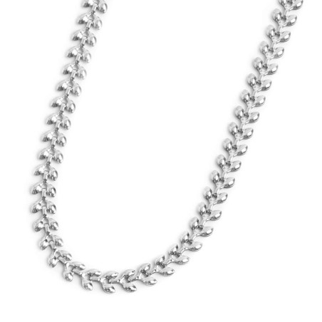 Collana Unisex Marlù 18CN104 Acciaio Silver catena a foglia chevron