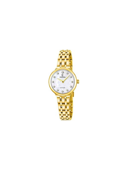 Orologio Donna Festina Mademoiselle F20745/1 Acciaio Dorato Vetro Zaffiro