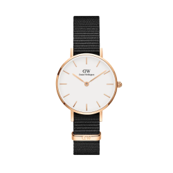 Orologio Solo Tempo Unisex DW00100251 Petite Cornwall Nero, Cassa Oro Rosa 28 mm