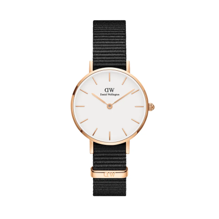 Orologio Solo Tempo Unisex DW00100251 Petite Cornwall Nero, Cassa Oro Rosa 28 mm