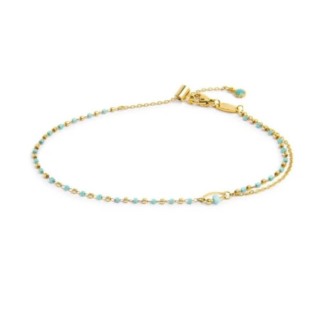 Cavigliera Marlù 20CV099G-T Donna Acciaio Oro con Myuki Turchese