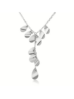 Collana Donna Brosway Bloom BOM07 in Acciaio 316L Silver con Cristalli e Pendente a Y