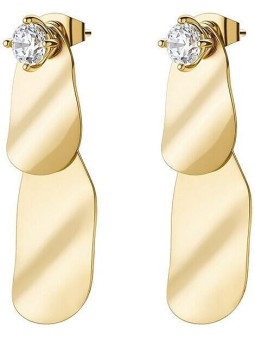 Orecchini Donna Brosway Bloom BOM26 Pendenti Acciaio Dorato e Cristalli