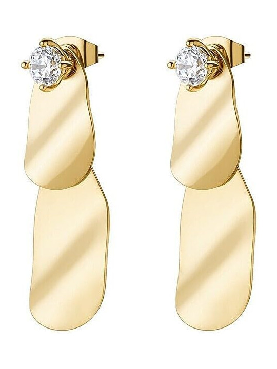 Orecchini Donna Brosway Bloom BOM26 Pendenti Acciaio Dorato e Cristalli