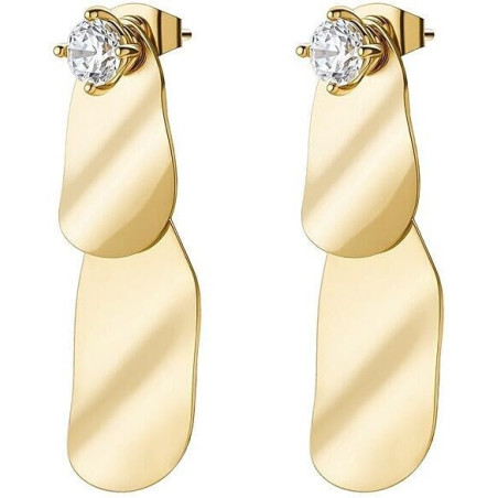 Orecchini Donna Brosway Bloom BOM26 Pendenti Acciaio Dorato e Cristalli