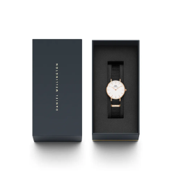 Orologio Solo Tempo Unisex DW00100251 Petite Cornwall Nero, Cassa Oro Rosa 28 mm