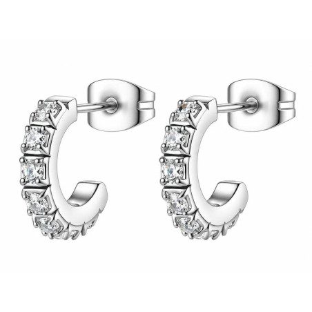 Orecchini Donna Brosway Desideri BEIE044 Cerchietto Acciaio Dorato e Zirconia