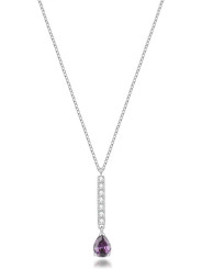 Collana Donna Brosway Desideri BEIN035 in Acciaio 316L con Pendente a Barretta e Zirconia Ametista