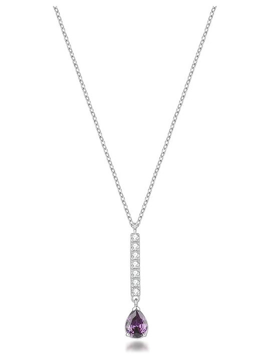 Collana Donna Brosway Desideri BEIN035 in Acciaio 316L con Pendente a Barretta e Zirconia Ametista