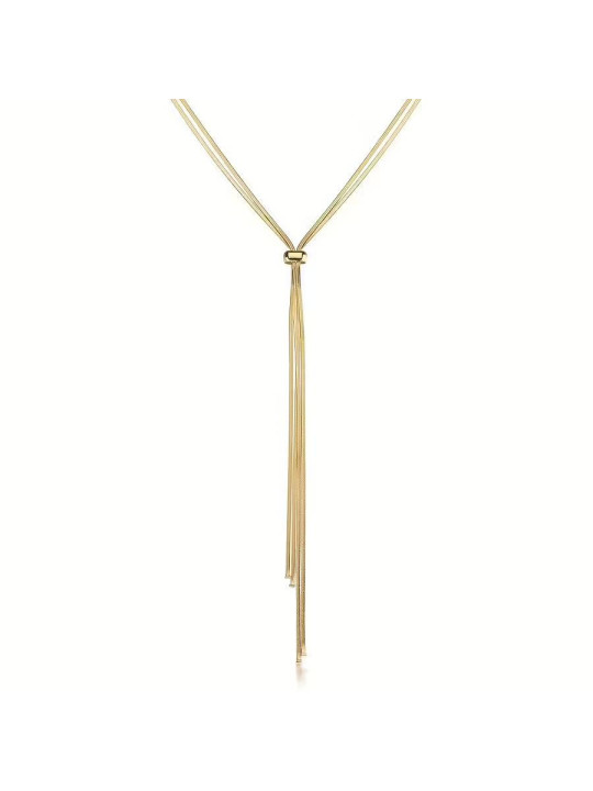 Collana Donna Brosway Weave BWV02 a Y in Acciaio Dorato 316L con Catene Snake ed Elemento Scorrevole