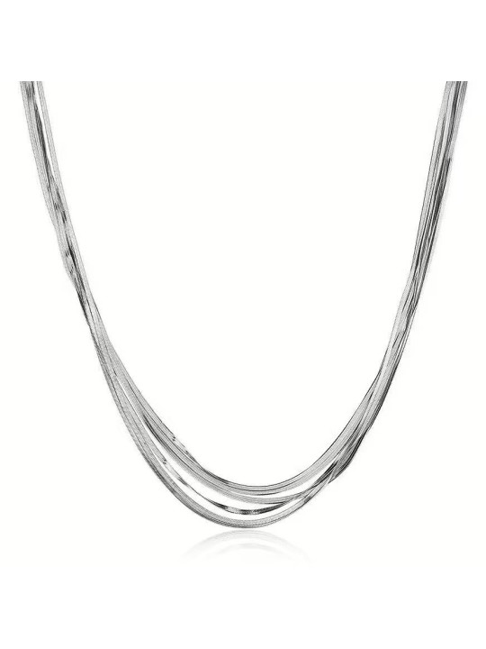 Collana Donna Brosway Weave BWV03 a Y in Acciaio 316L con Catene Snake e Cristalli
