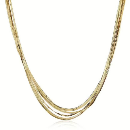 Collana Donna Brosway Weave BWV04 a Y in Acciaio Dorato 316L con Catene Snake e Cristalli