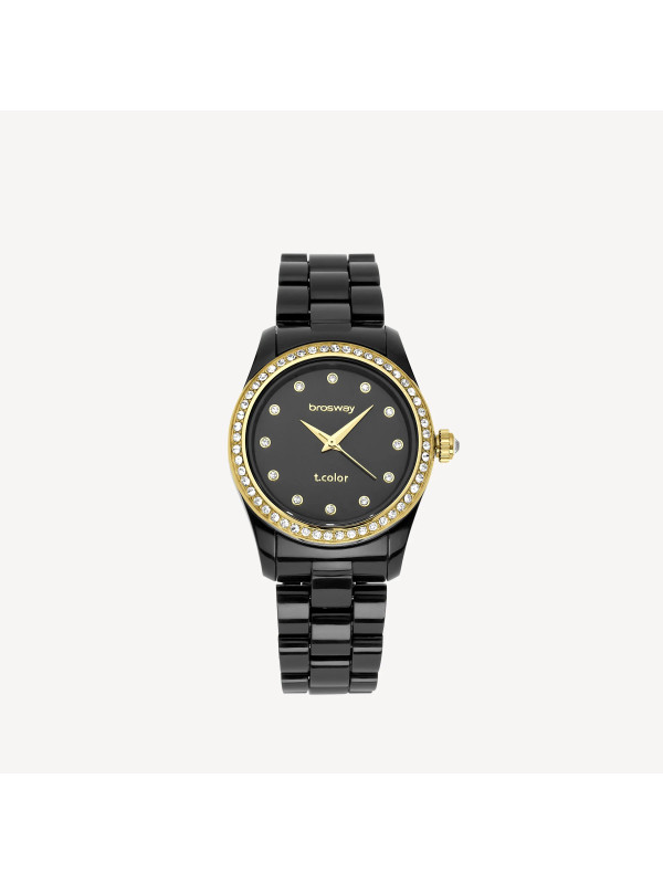 Orologio Donna Brosway T-Color WTC71 Solo Tempo Acciaio Oro 14K e Policarbonato Nero 36 mm