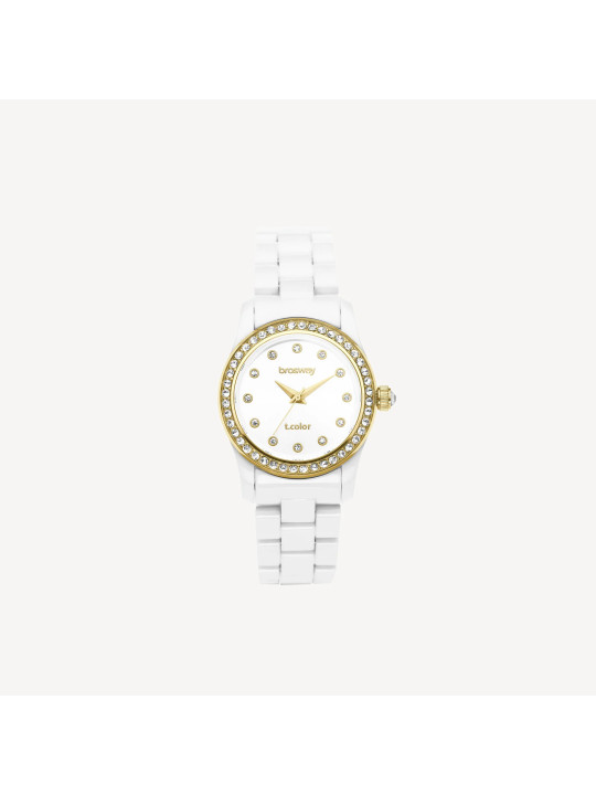Orologio Donna Brosway T-Color WTC72 Solo Tempo Acciaio Oro 14K e Policarbonato Bianco 31 mm