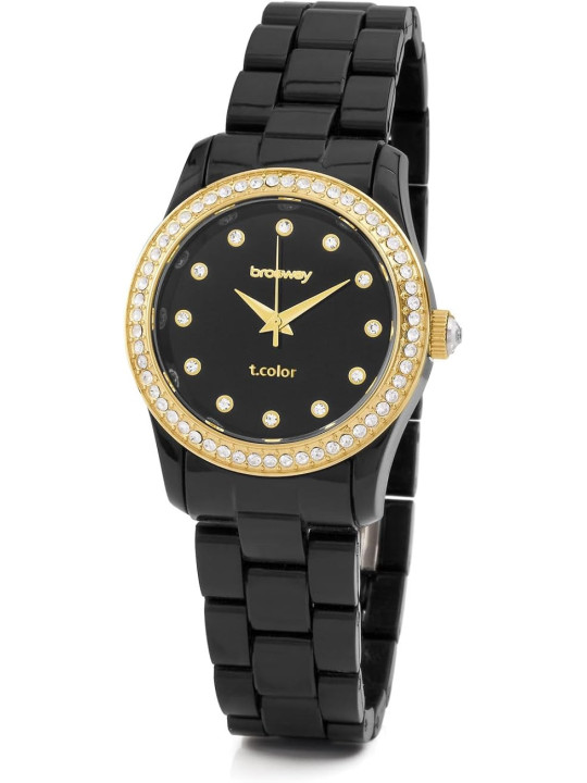 Orologio Donna Brosway T-Color WTC73 Solo Tempo Acciaio Oro 14K e Policarbonato Nero 31 mm