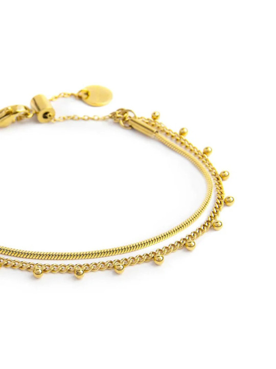 Bracciale Doppia Catena Snake e Grumetta con Sfere Regolabile 33BR0042G