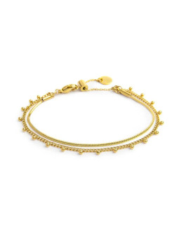 Bracciale Donna Doppia Catena Snake e Grumetta con Sfere Dorato Regolabile 15-19 cm Marlù 33BR0042G