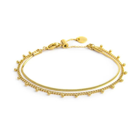 Bracciale Doppia Catena Snake e Grumetta con Sfere Regolabile 33BR0042G