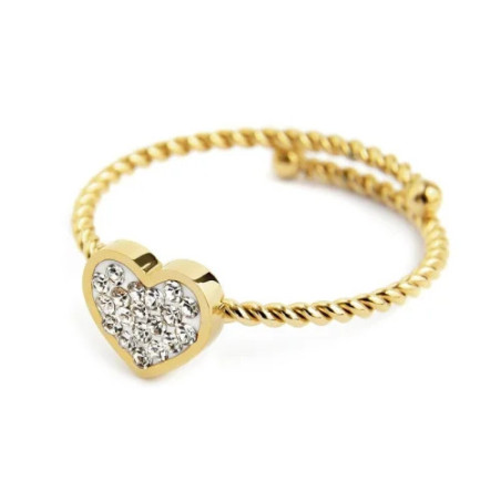 Anello Marlù 18AN029G-S Dorato con Cuore e Cristalli | Anelli Marlù